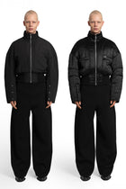 „CARBON“ Reversible Bomberjacke aus Twill und Satin in Schwarz