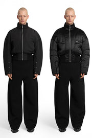 „CARBON“ Reversible Bomberjacke aus Twill und Satin in Schwarz