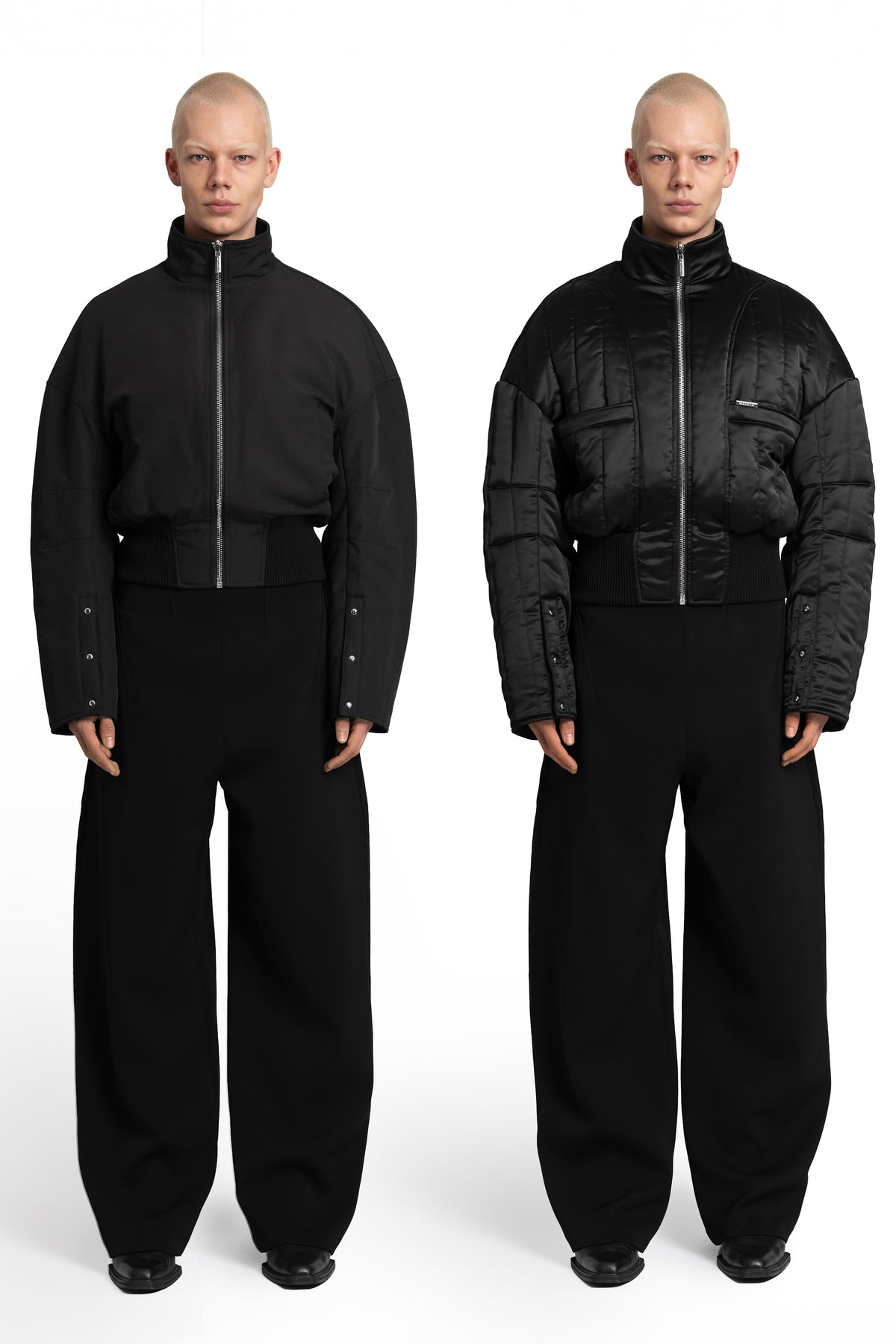 „CARBON“ Reversible Bomberjacke aus Twill und Satin in Schwarz