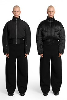 „CARBON“ Reversible Bomberjacke aus Twill und Satin in Schwarz