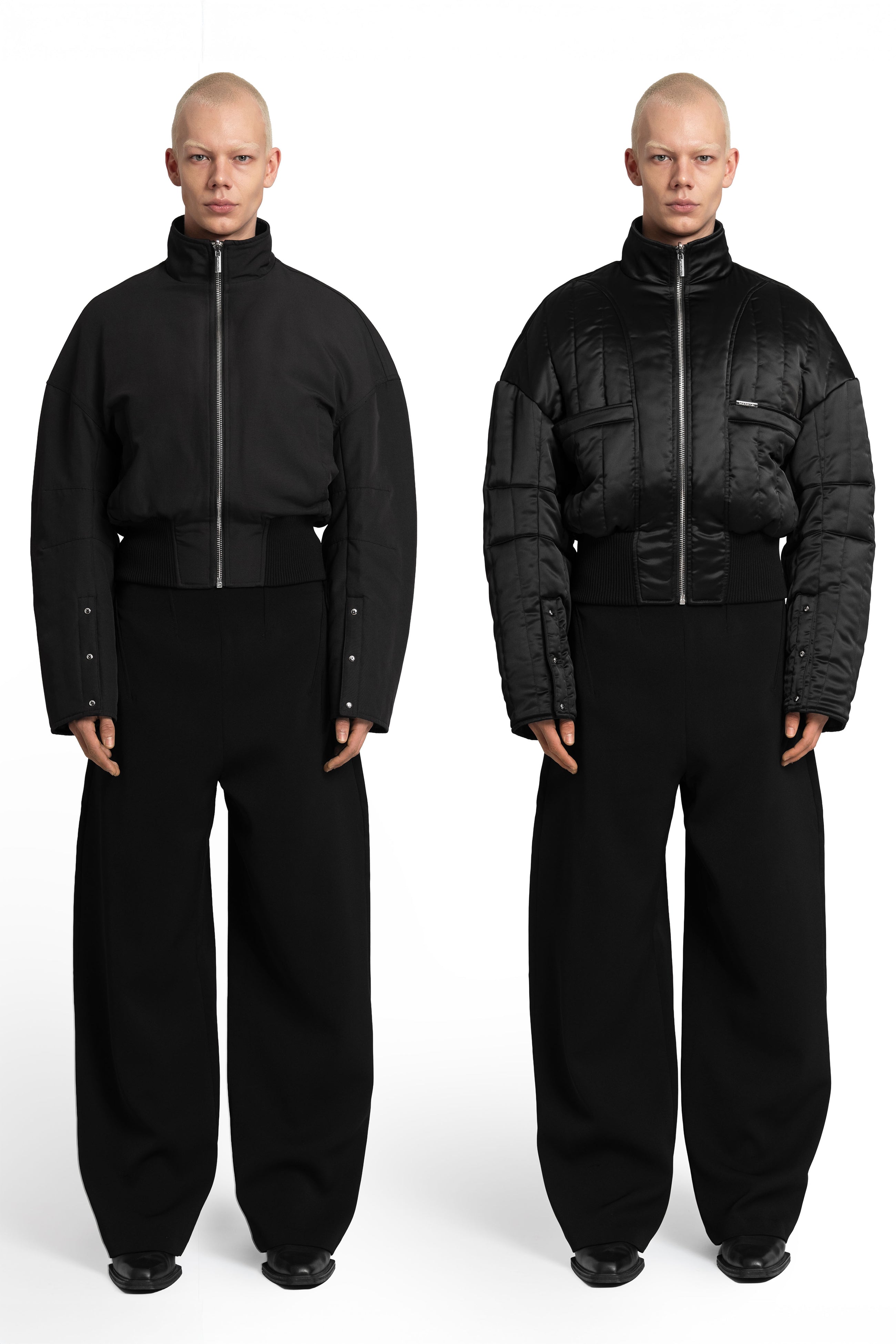 „CARBON“ Reversible Bomberjacke aus Twill und Satin in Schwarz