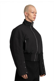 „CARBON“ Reversible Bomberjacke aus Twill und Satin in Schwarz