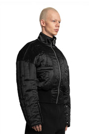 „CARBON“ Reversible Bomberjacke aus Twill und Satin in Schwarz