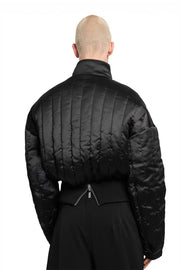 „CARBON“ Reversible Bomberjacke aus Twill und Satin in Schwarz