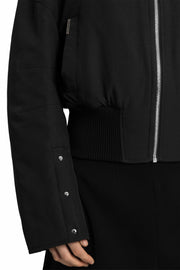 „CARBON“ Reversible Bomberjacke aus Twill und Satin in Schwarz