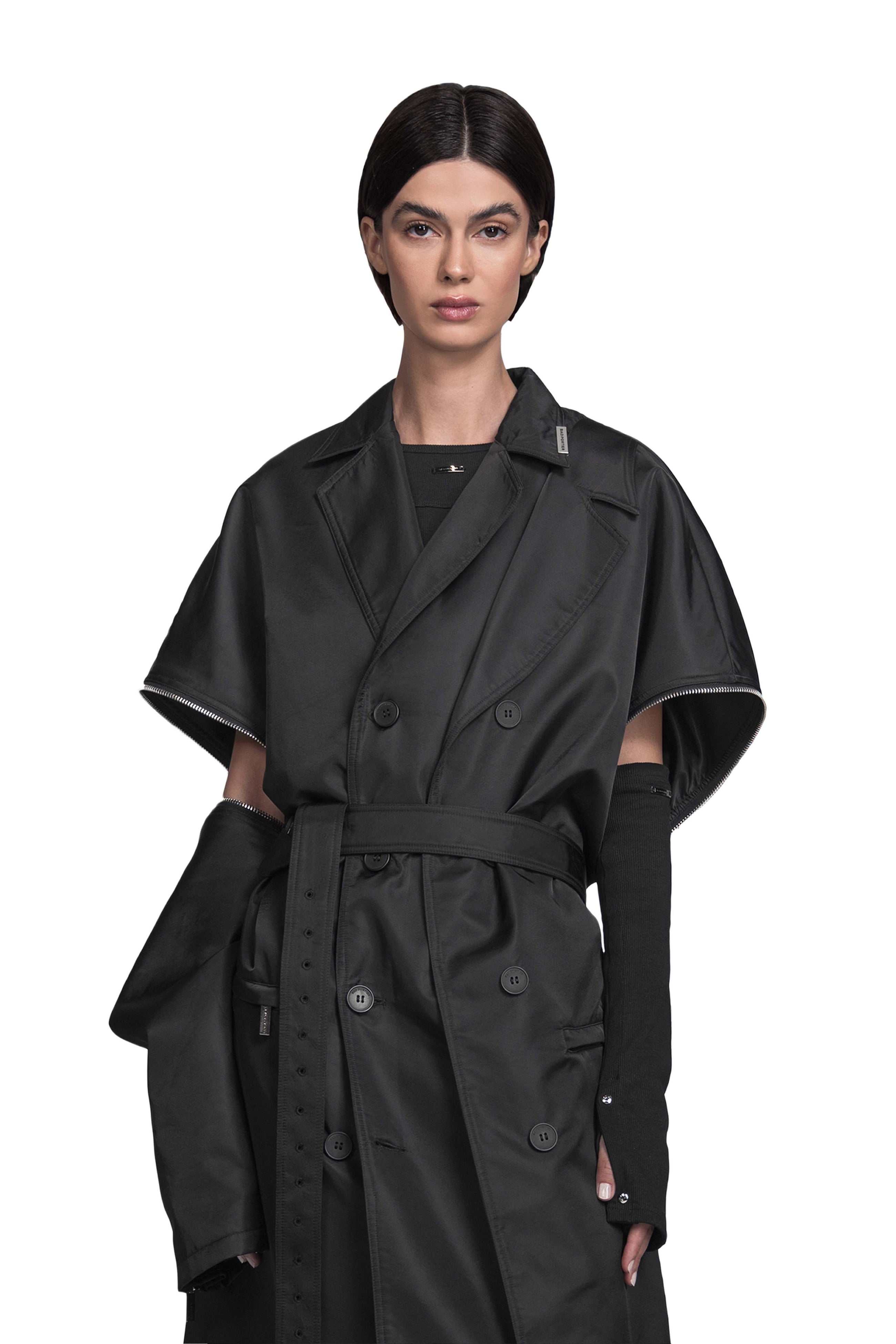 "SPINA" Transformable Coat in Schwarz