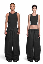 "FEMUR" Twill Pants Wide Leg Fit in Schwarz