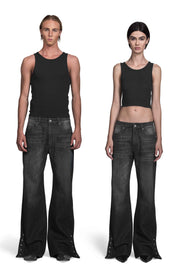 "PELVIS" Flared Jeans Mid Waist in Schwarz
