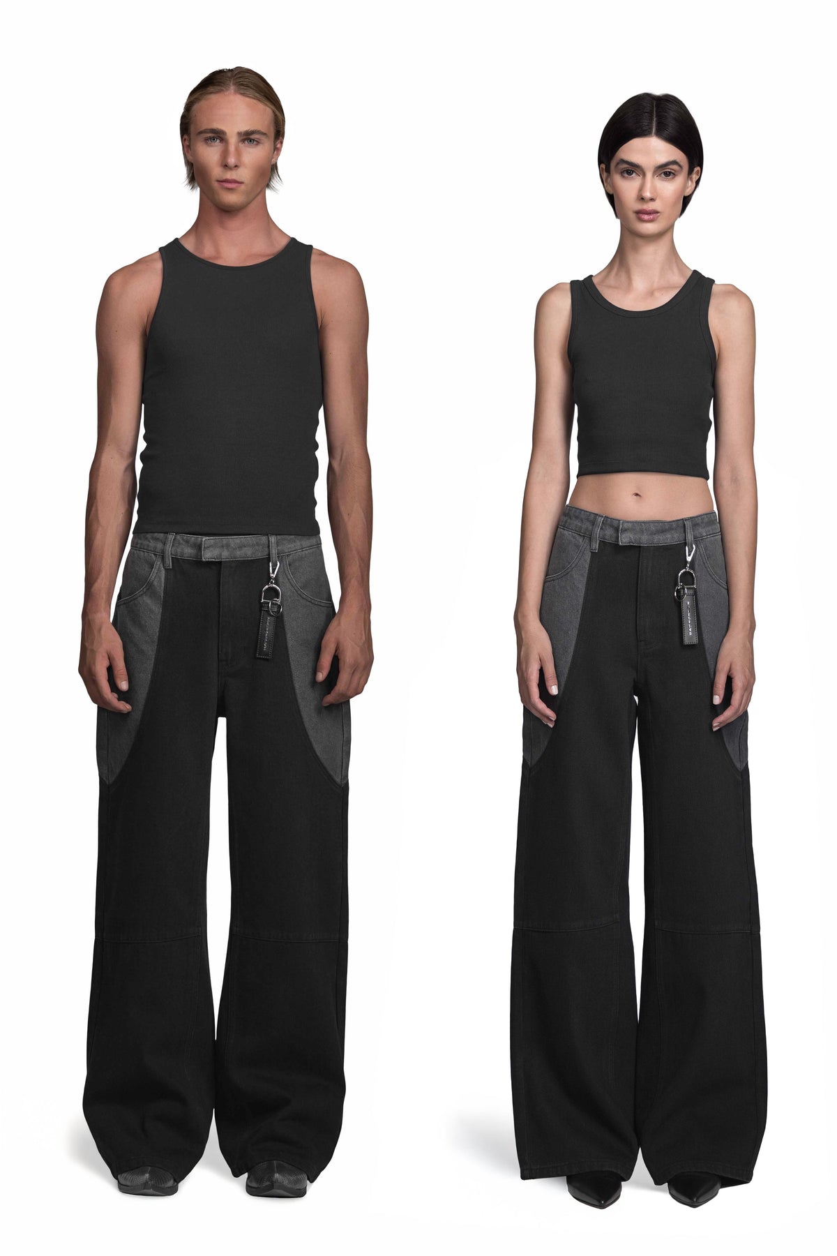 "ARMATURA" Denim Hose Mid Waist in Schwarz/Grau