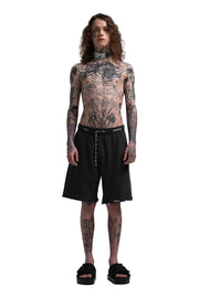 "CLFV" Chain Shorts Distressed Heavyweight in Schwarz