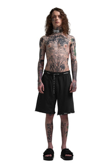 "CLFV" Chain Shorts Distressed Heavyweight in Schwarz
