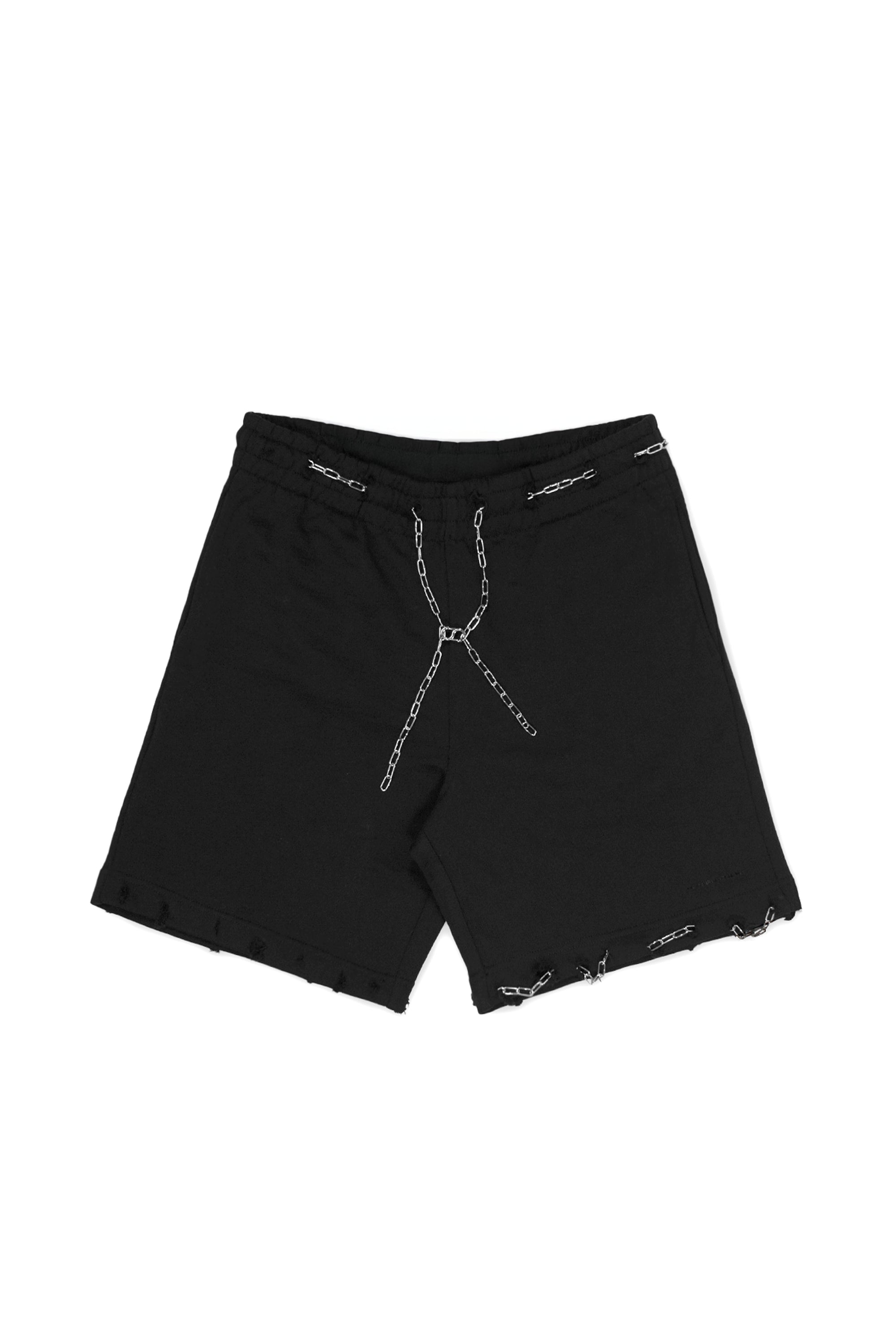 "CLFV" Chain Shorts Distressed Heavyweight in Schwarz