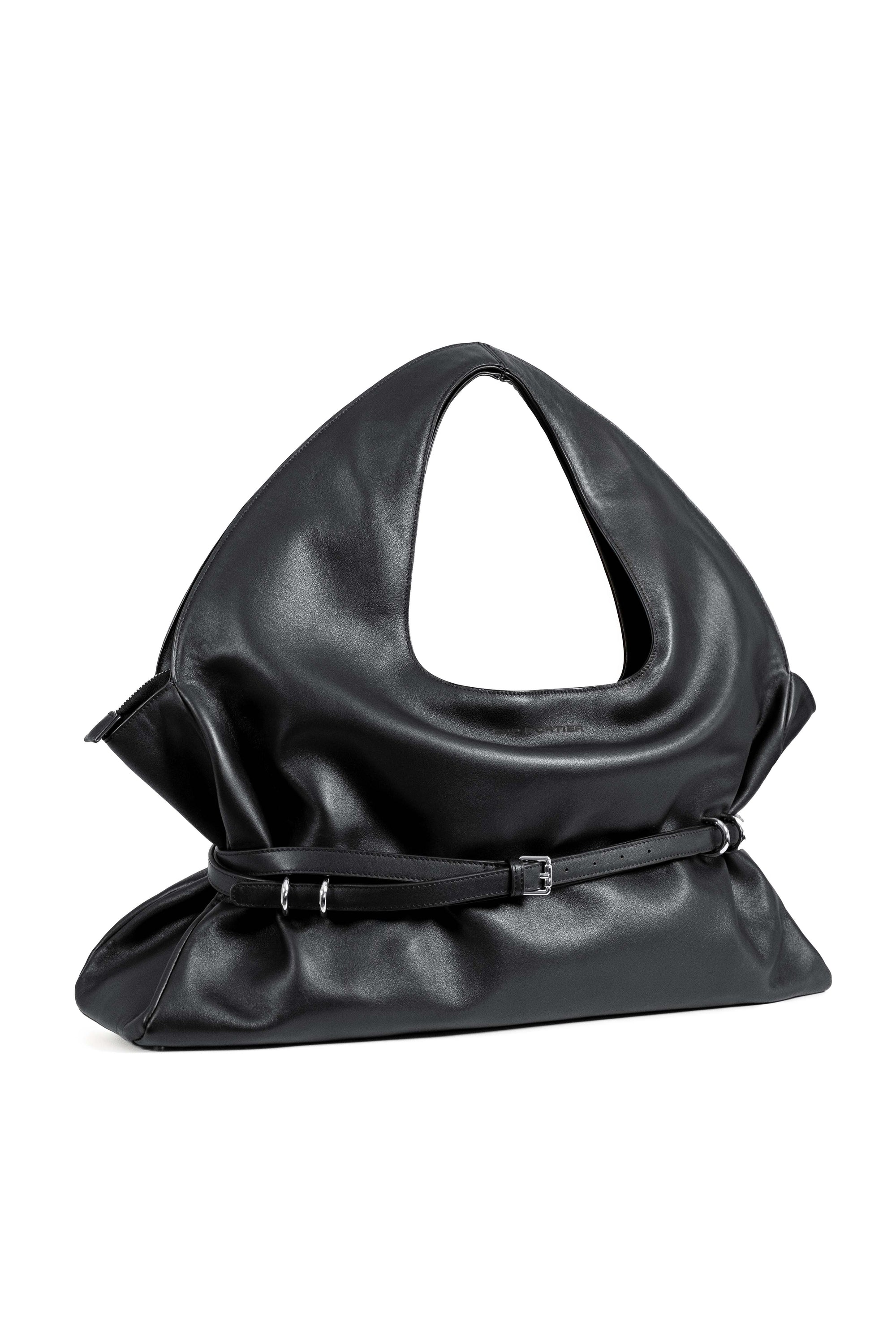 "STUNT" Belted Bag XXL aus Leder in Schwarz