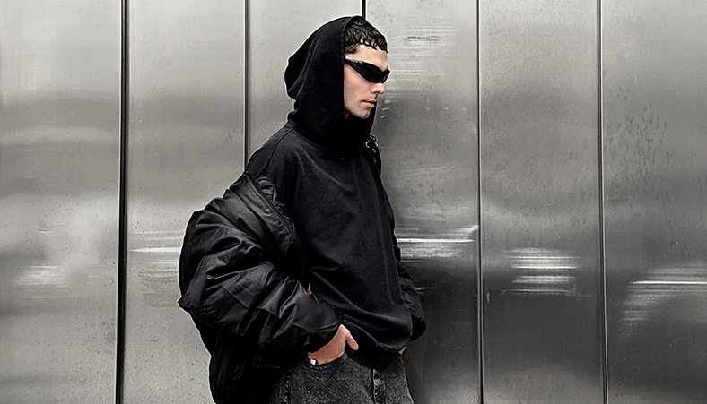 Black-on-Black Acid Hoodie - antz.jpg - BAD PORTIER Lookbook - élémentaire Streetwear Collection 2024