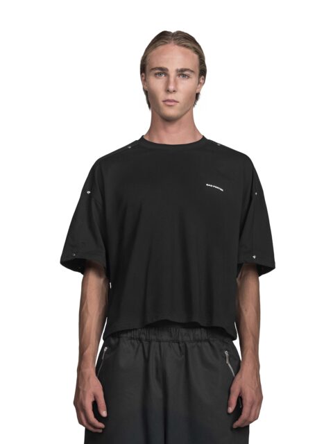 Atlas Cross T-Shirt Detail Cropped Front of Model Moritz Ruediger